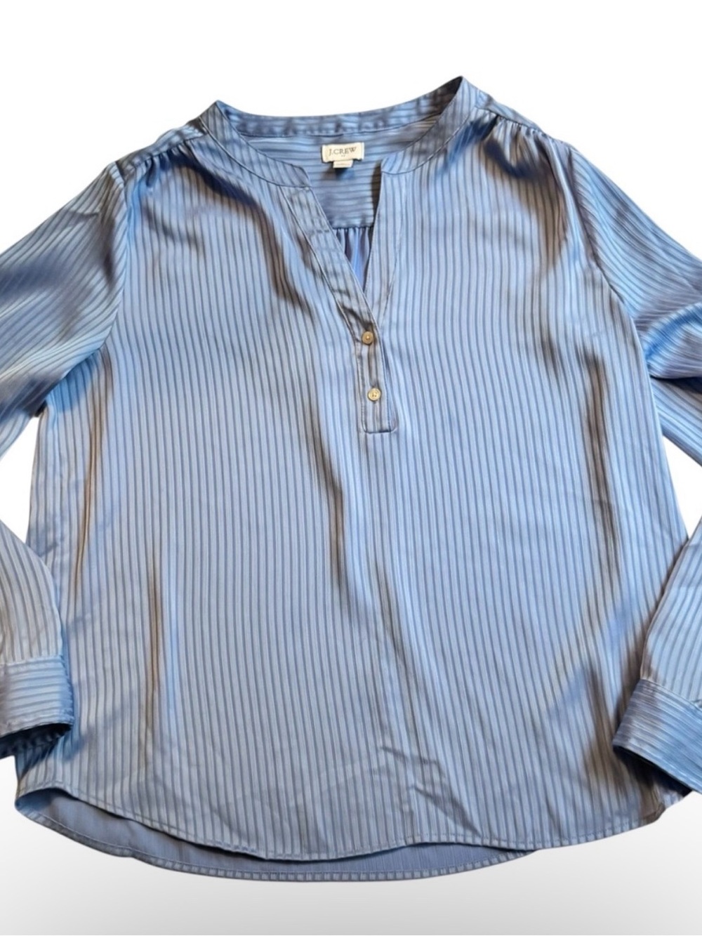 J. Crew Blue Pinstriped Henley Blouse